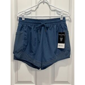NWT Dyce Active Womens Blue Performance Athletic Shorts Mesh Pocket Size L 88558